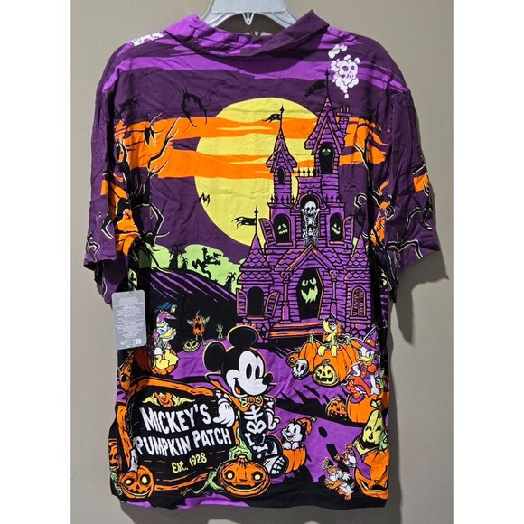 Disney Mickey Mouse & Friends Halloween Print Button Front SS Shirt - Men Medium - Picture 8 of 11